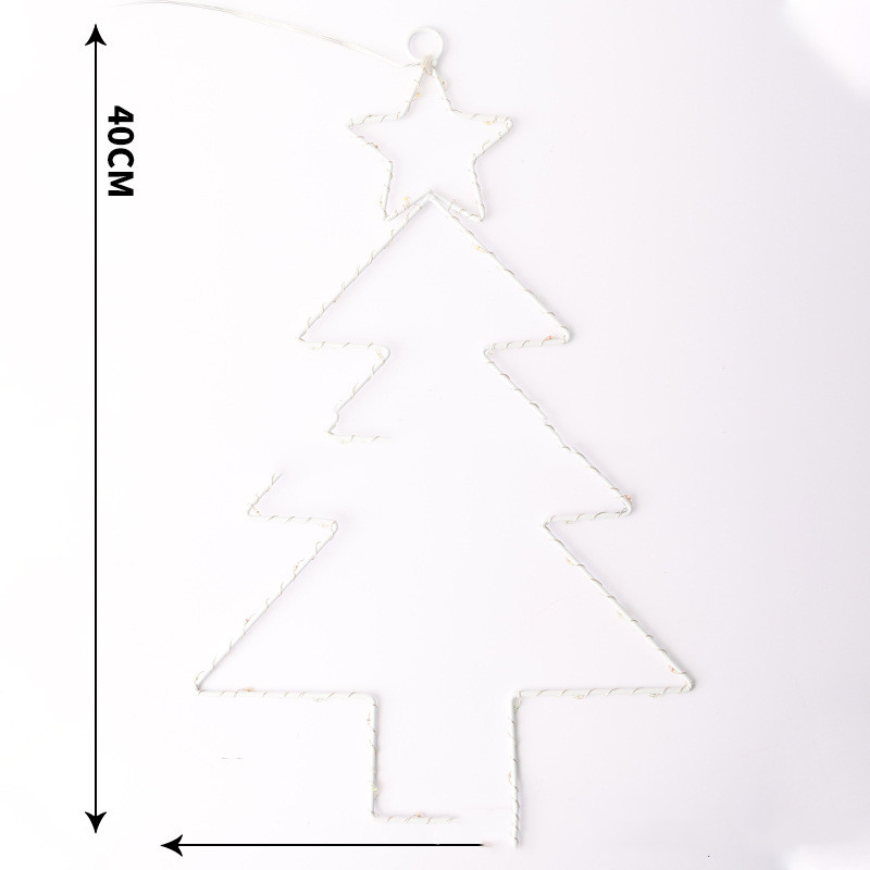 Wrought Iron Christmas Tree Shaped Lantern Christmas Garland String Lights Fairy Curtain Festival LED Light For Home Party Decoration