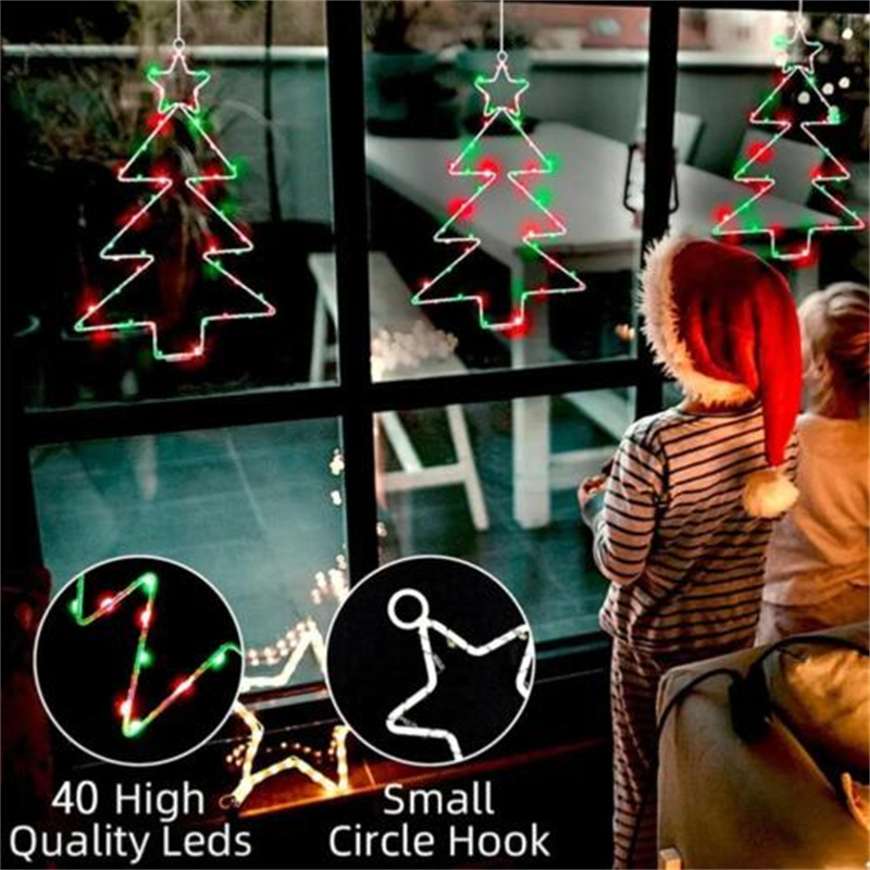 Wrought Iron Christmas Tree Shaped Lantern Christmas Garland String Lights Fairy Curtain Festival LED Light For Home Party Decoration