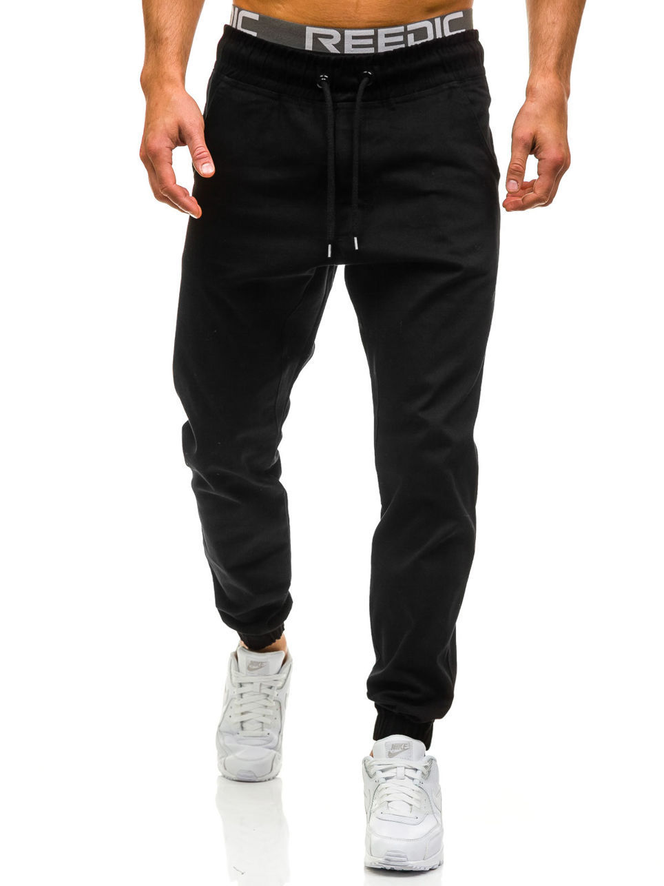 YINGLAILAI Men's Autumn Classic-Fit Modal Joggers Stretch Casual Slim Fit  Flat Front Comfort Pants with Zipper Pockets,Black,M at  Men's  Clothing store