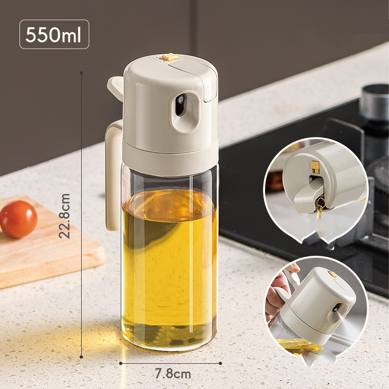 2 In 1 Oil Bottle with Brush Glass Sauce Container Cooking Oil Dispenser  for Kitchen Cooking Frying Bbq Air Fryer Marinating