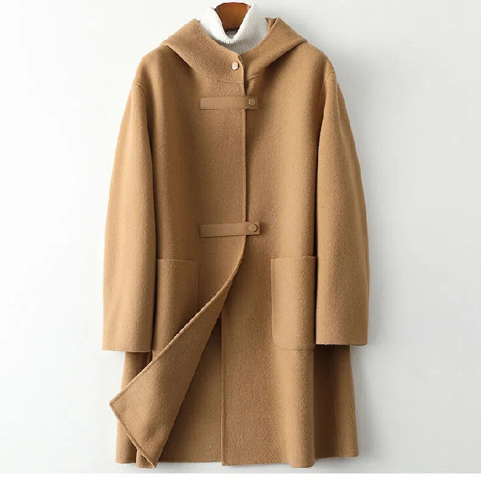 best loose fashion hooded double-faced wool overcoat