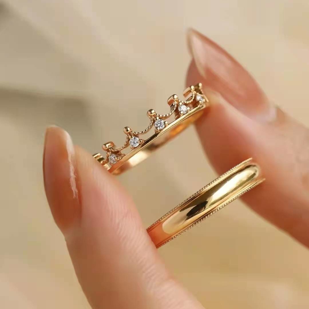 Buy STYLISH TEENS Crown Shaped Gold Plated Zircon Adjustable Couple Rings  For Men and Women with Rose Box Packing Online at Low Prices in India -  Paytmmall.com