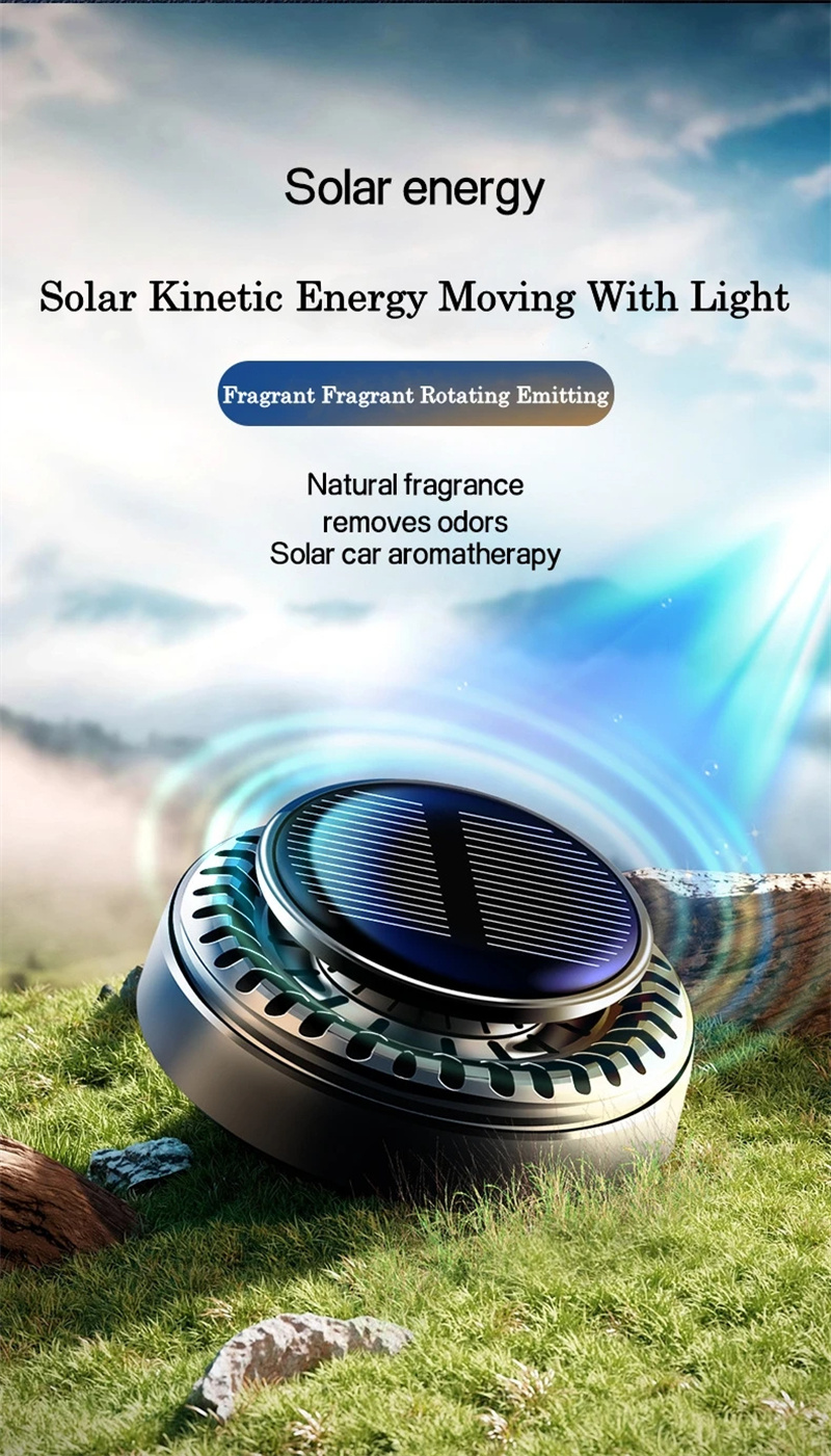Portable Kinetic Molecular Heater Car Air Aromatherapy Double Ring Rotating  Solar Powered Car Perfume Diffuser Molecular Heater(Black)