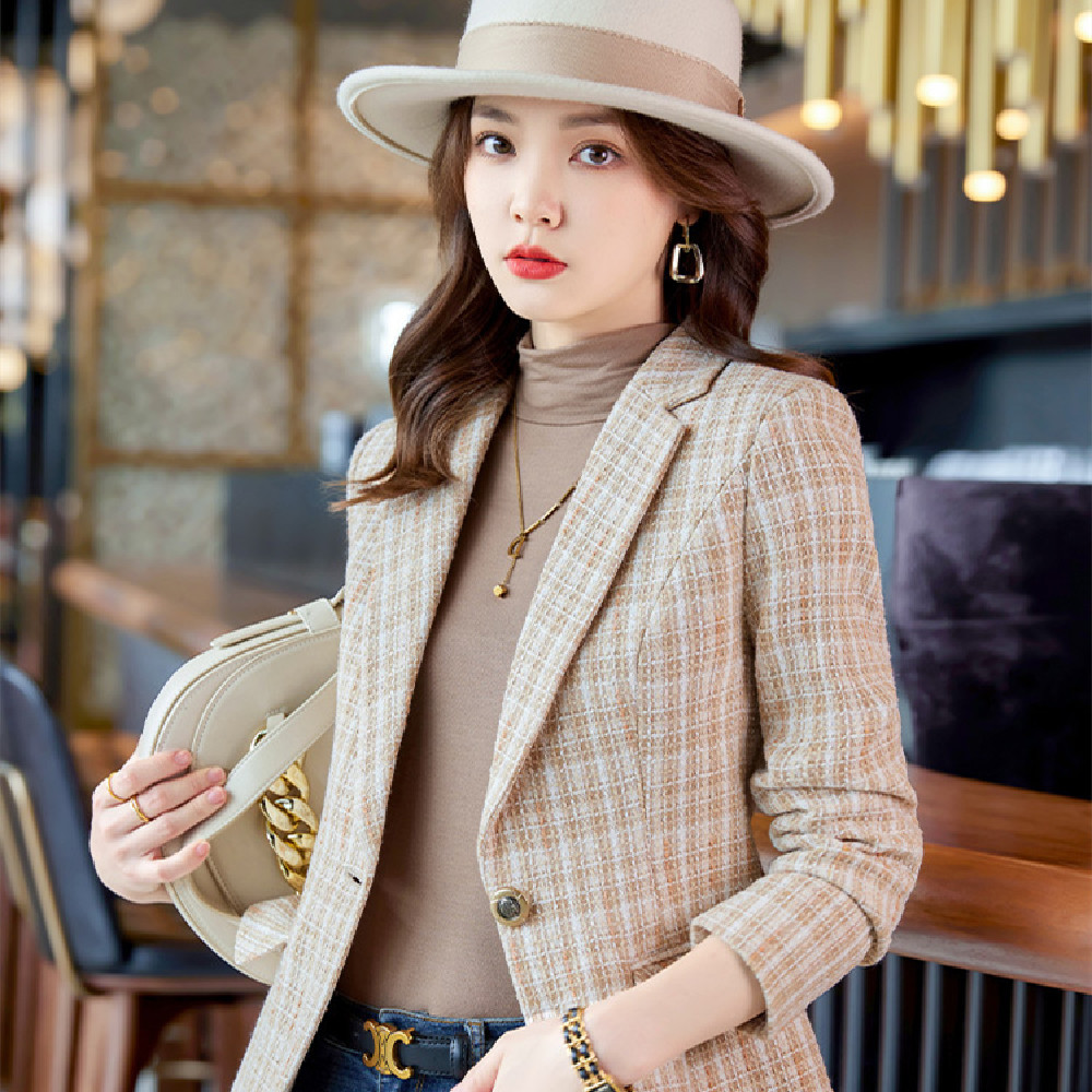 Korean Plaid Tweed Blazer – YiQ Creations