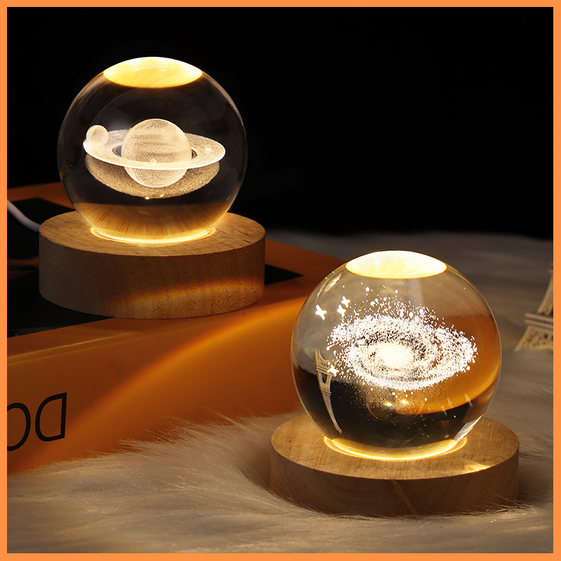 LED Crystal Ball Table Lamp  For Bedroom Decor