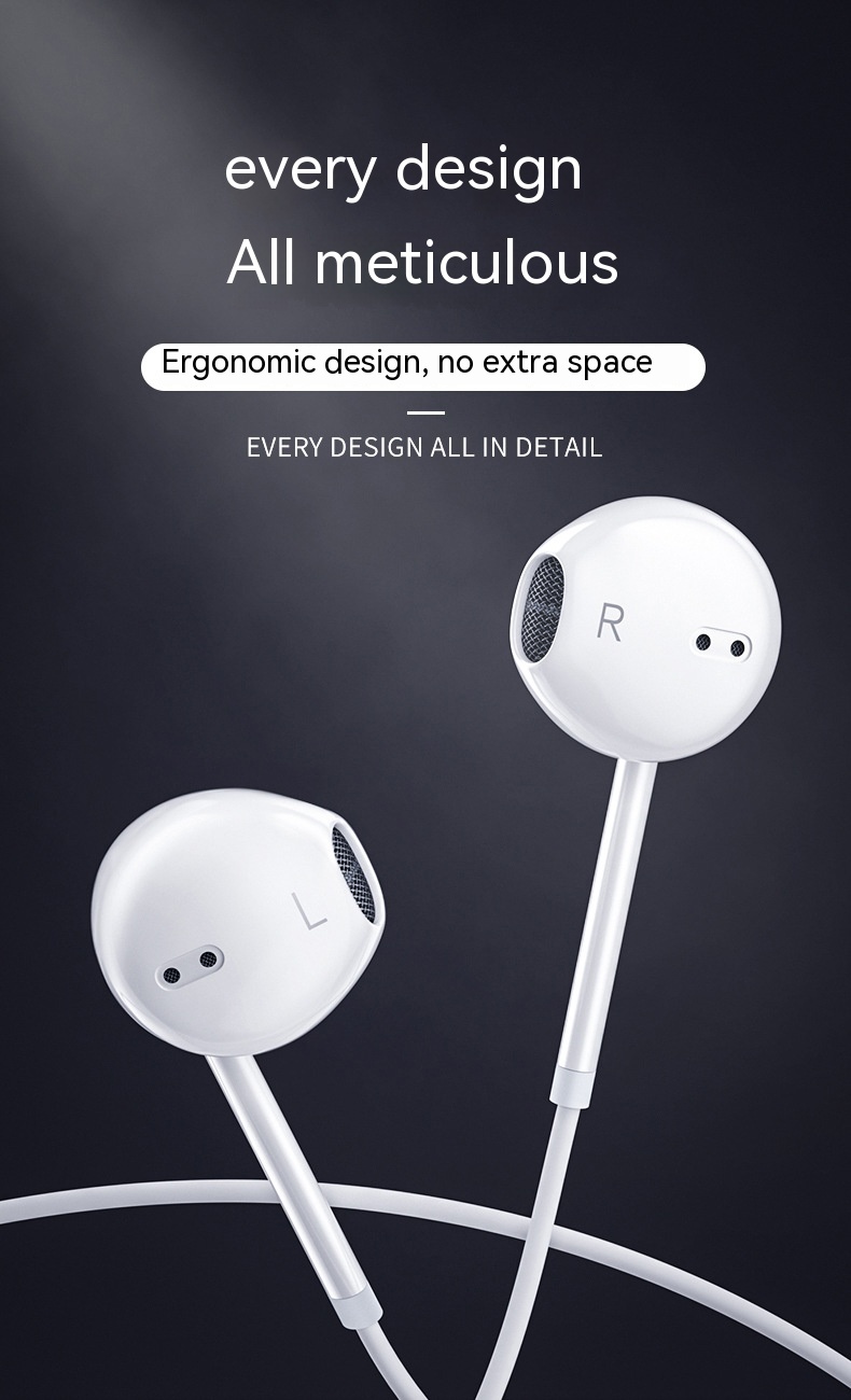 Headphone Wired In-ear Lightning Control Headset for iPhone Androids Type- C
