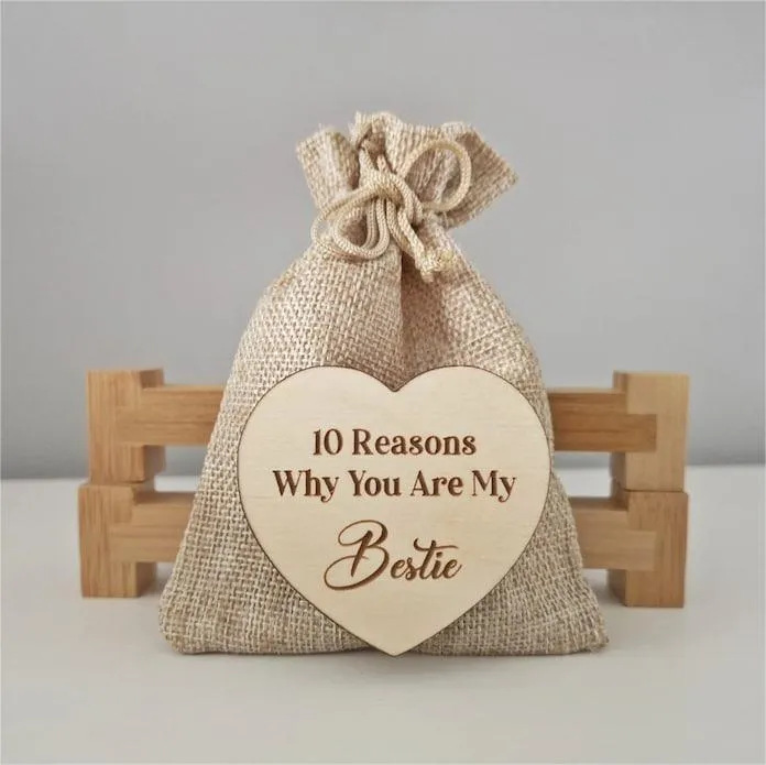 Declare your love for your best friend with Why You Are My Bestie With Wood Heart Tokens. Show them just how much they mean to you with these adorable tokens. The perfect gift to celebrate your unbreakable bond and create lasting memories together.