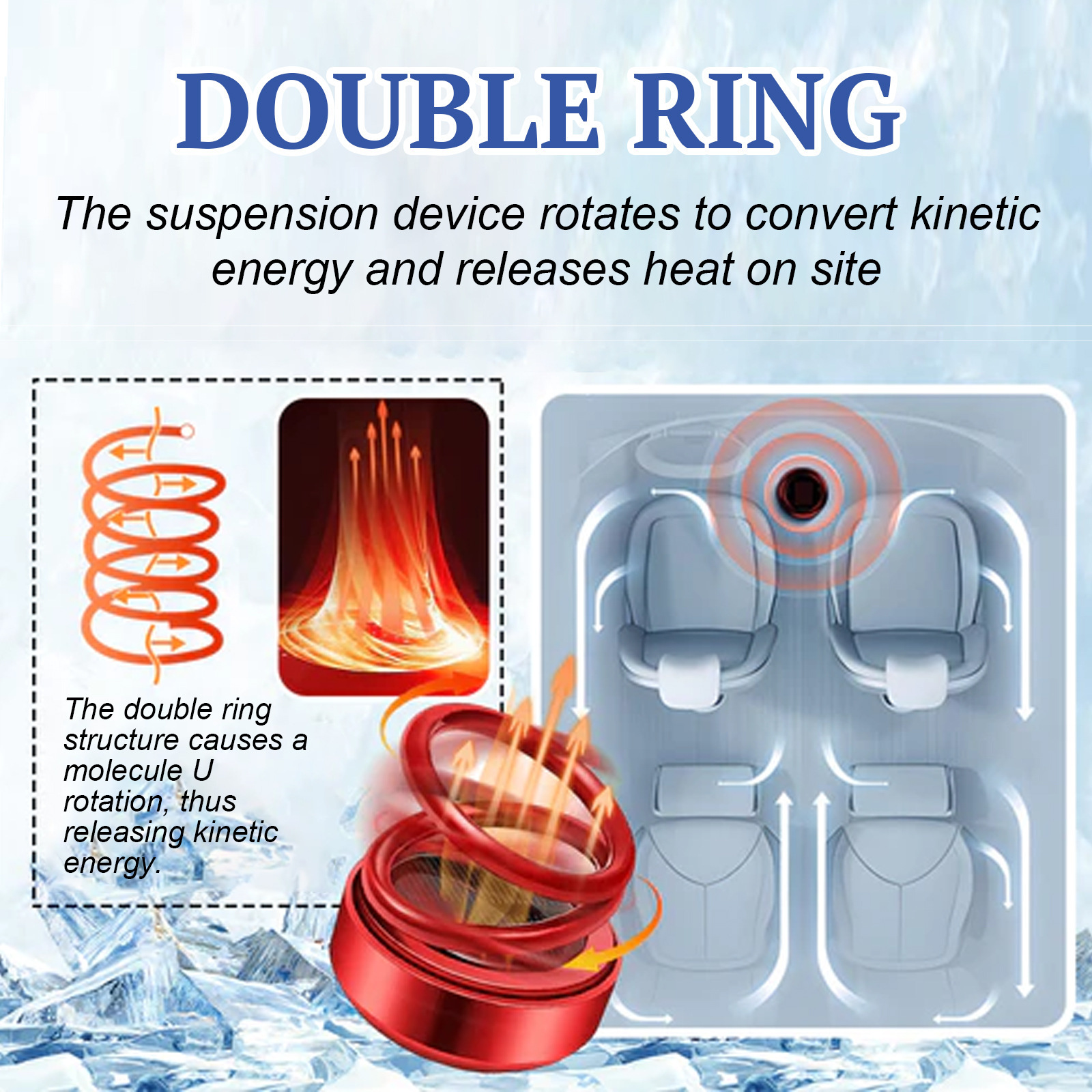 Portable Kinetic Molecular Heater Double Ring Auto Rotating Solar