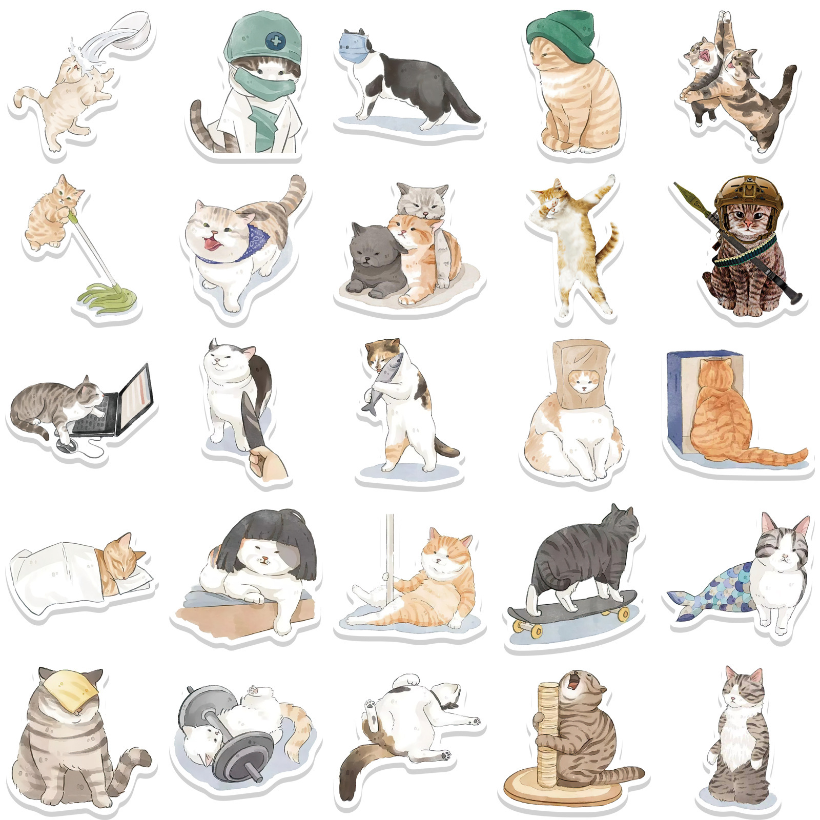 Cat Stickers Kawaii Style Cute Cats 53Pcs