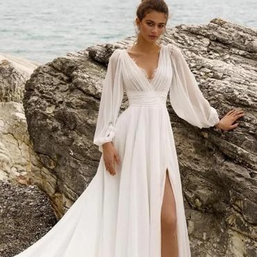 European And American Style High Waist Wedding Dress