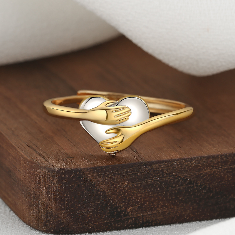 Elegant Two-Tone Love Ring Front View