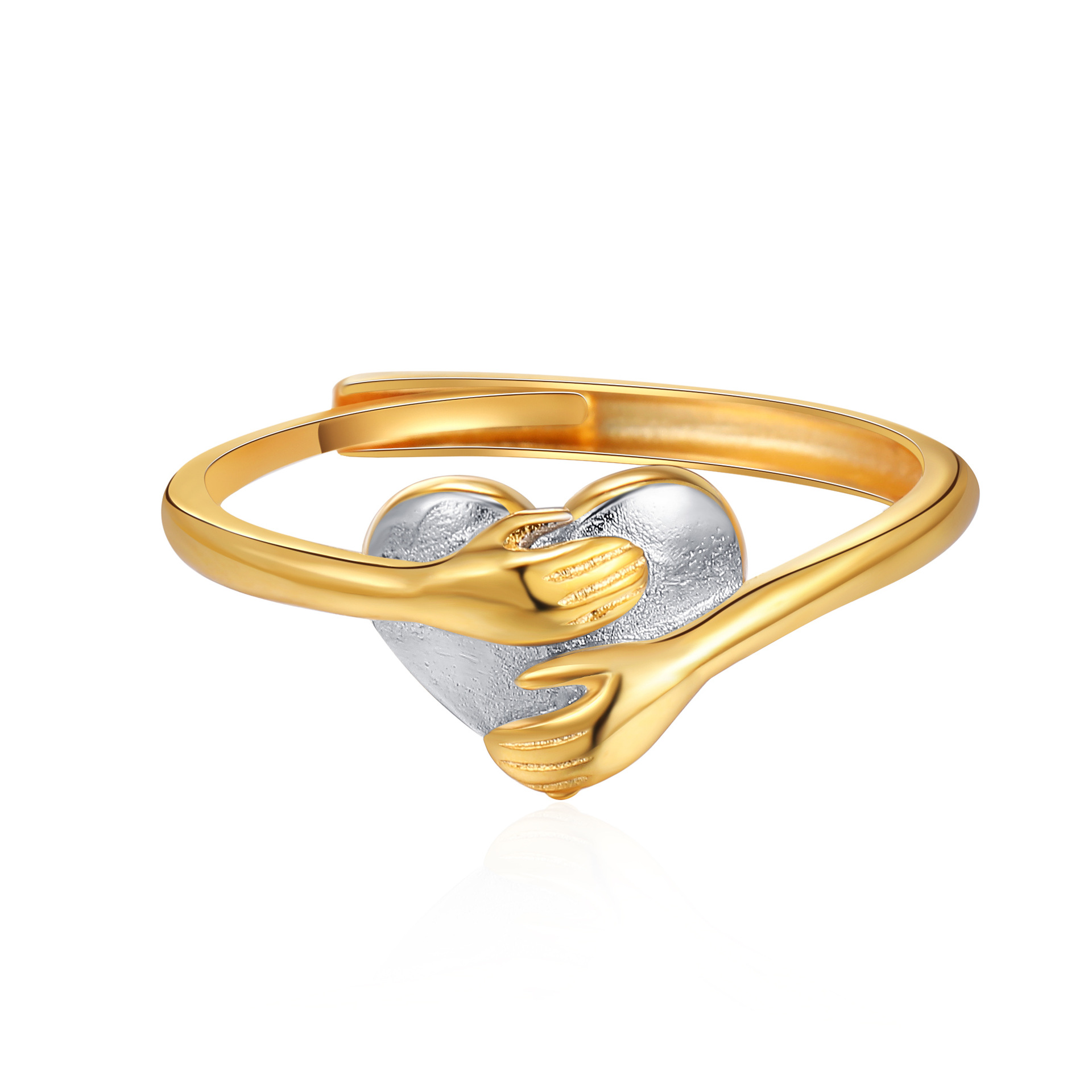 Elegant Two-Tone Love Ring Side View
