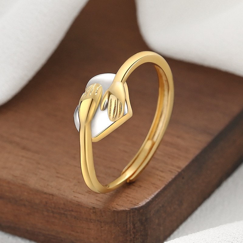 Elegant Two-Tone Love Ring Top View