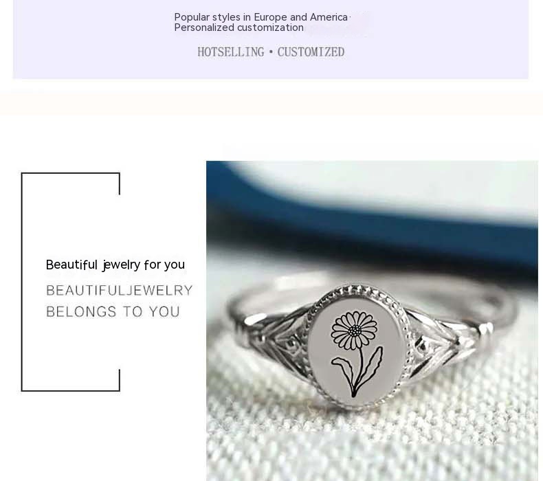 Blossom Bloom Sterling Silver Ring - Birthday Flower Silver Ring