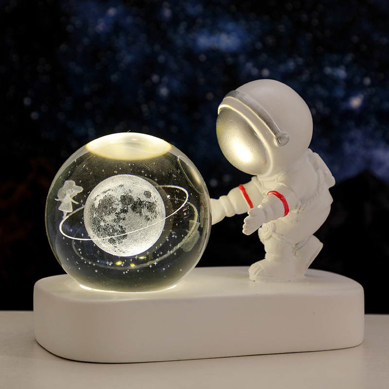 Glowing Planetary Galaxy Astronaut Crystal Ball - USB Night Lamp