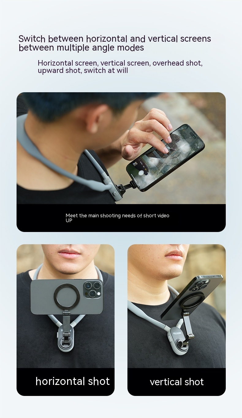 Silicone Magnetic Neck Mount for Phone with Quick Release and Magsafe Magnetic Suction
