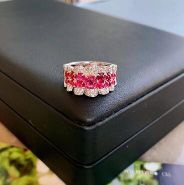 Red Corundum Gemstone Ring - Front View