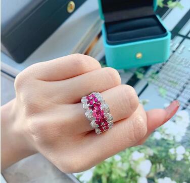 Red Corundum Gemstone Ring - Side View