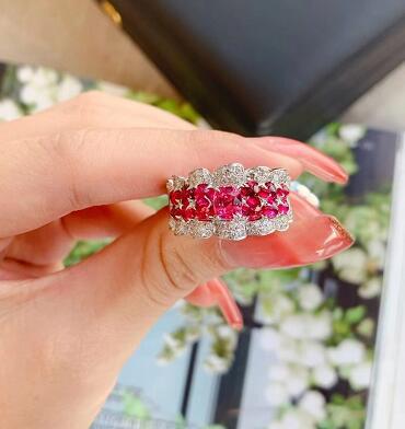 Red Corundum Gemstone Ring - Close Up