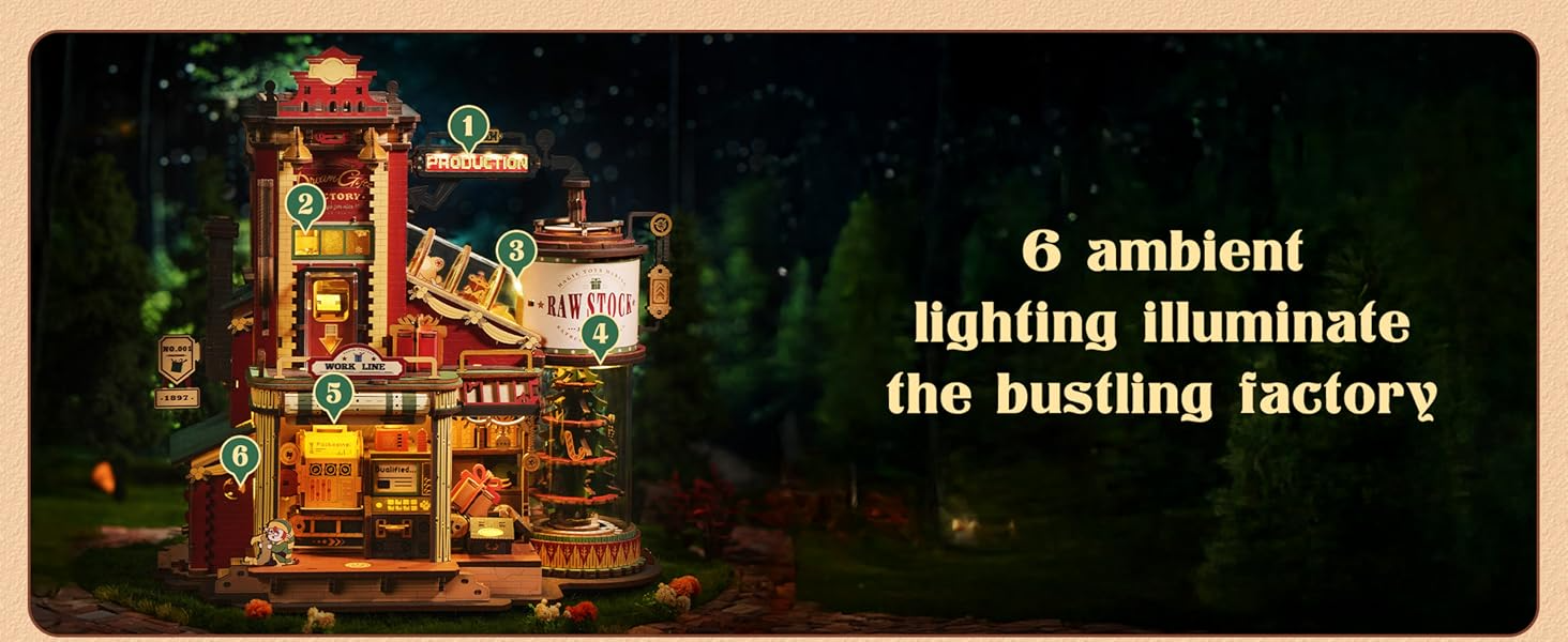 ROBOTIME 3D Wooden Puzzle Gift Factory Model Kits for Adults to Build