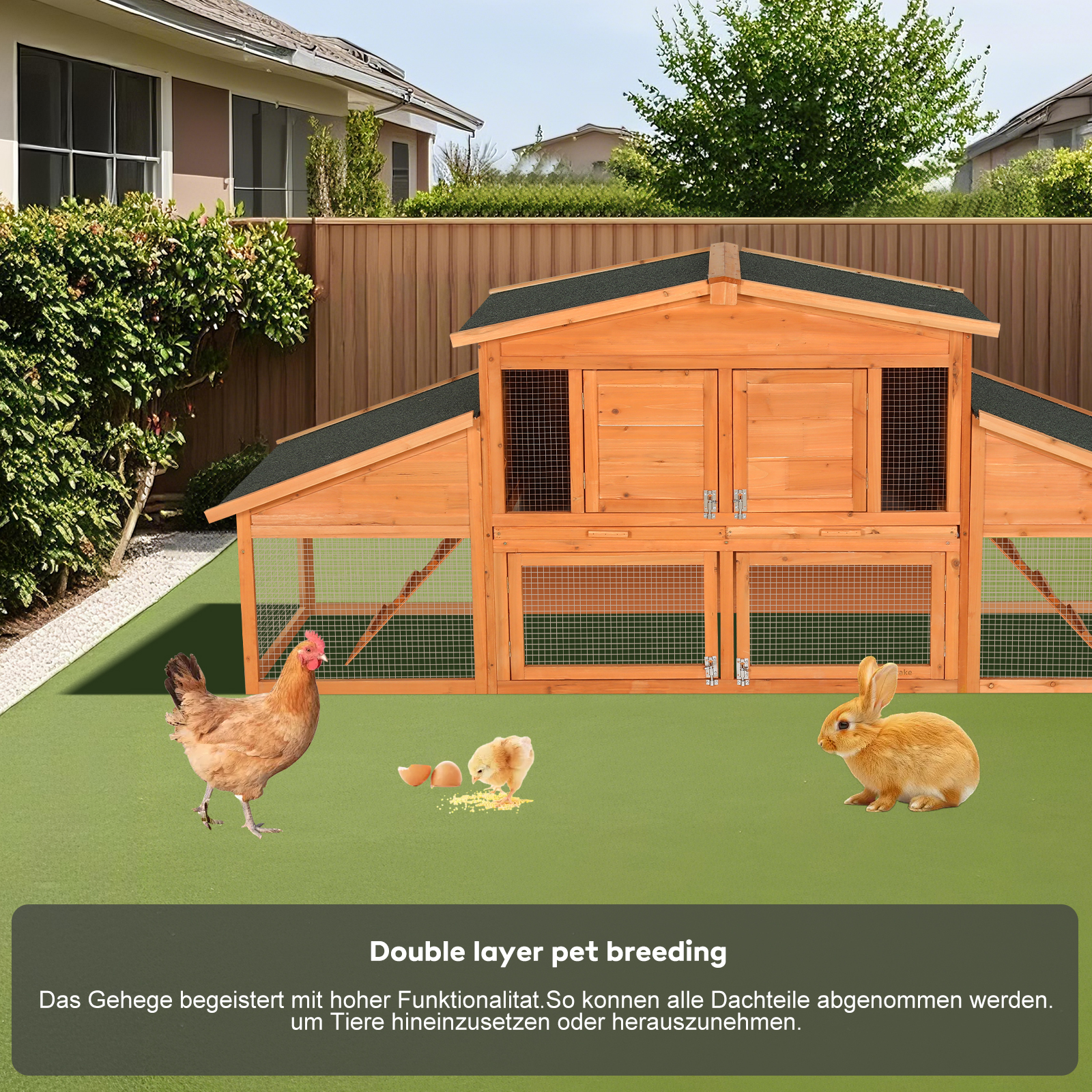 Rabbit House For Large Rabbit Extra-large Wooden Rabbit House, Chicken Coop, Outdoor Unit That Can Be ...