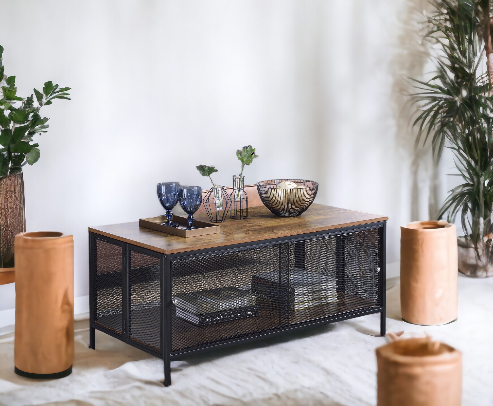 Winam Antique Oak & Black Finish Coffee Table Black oak
