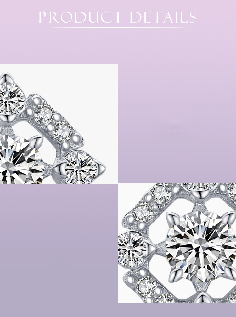 18a644f5 6be4 42d9 84e2 ff79523f3861 S925 Sterling Silver Geometric Diamond Stud Earrings