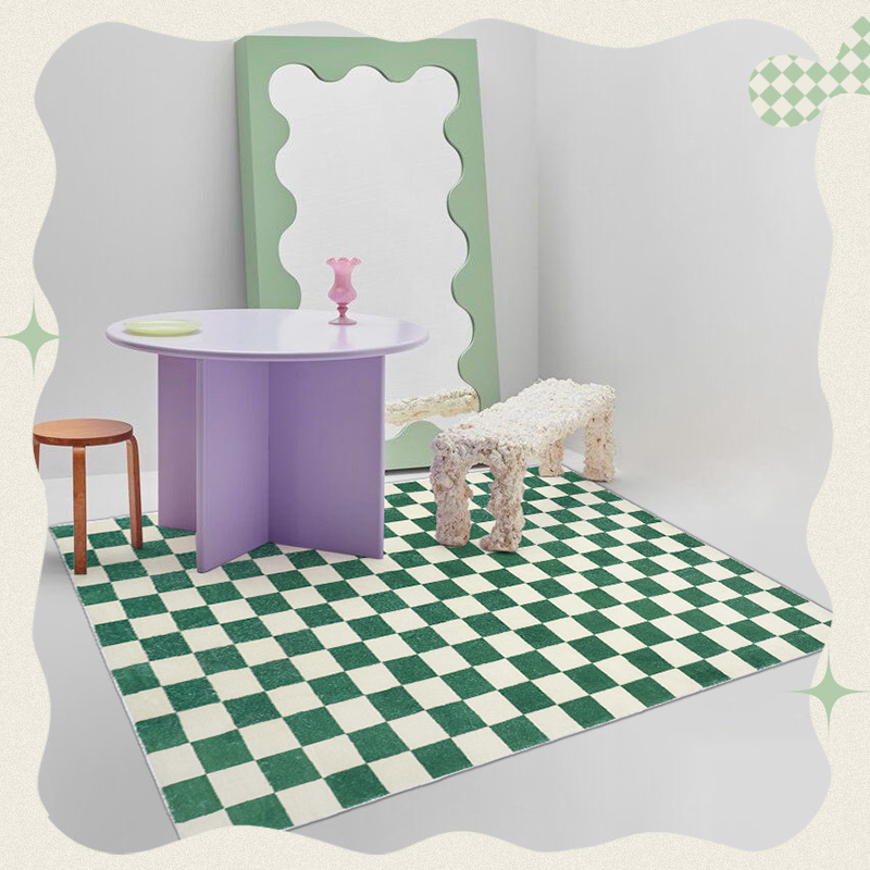 Retro Classic Multi Colored Checkerboard Rug