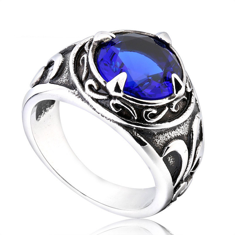 Vintage Hand Jewelry Stainless Steel Inlaid Sapphire Carved Men's Ring Personalized Titanium Steel Ring 4 1a25aff7 e749 4051 8242 6335c0bf7d46 Vintage Hand Jewelry Stainless Steel Inlaid Sapphire Carved Men's Ring Personalized Titanium Steel Ring