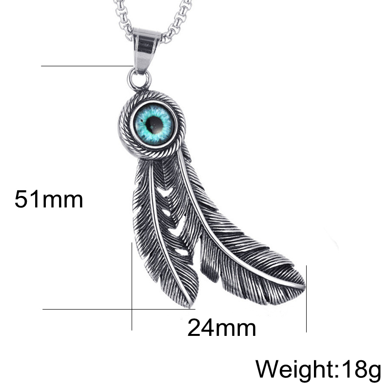 1a587add 07fe 405c a1ce 7089a8bf61fe Punk Titanium Steel Takahashi Feather Pendant