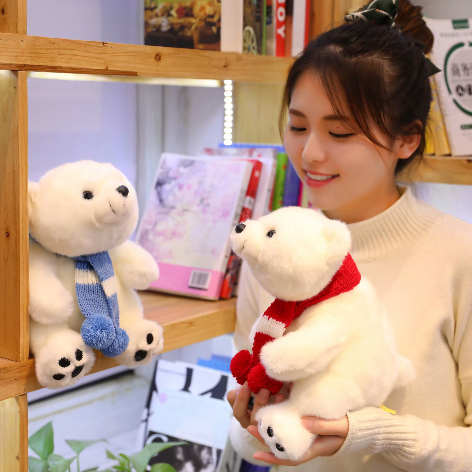 cute scarf polar bear doll plush toy