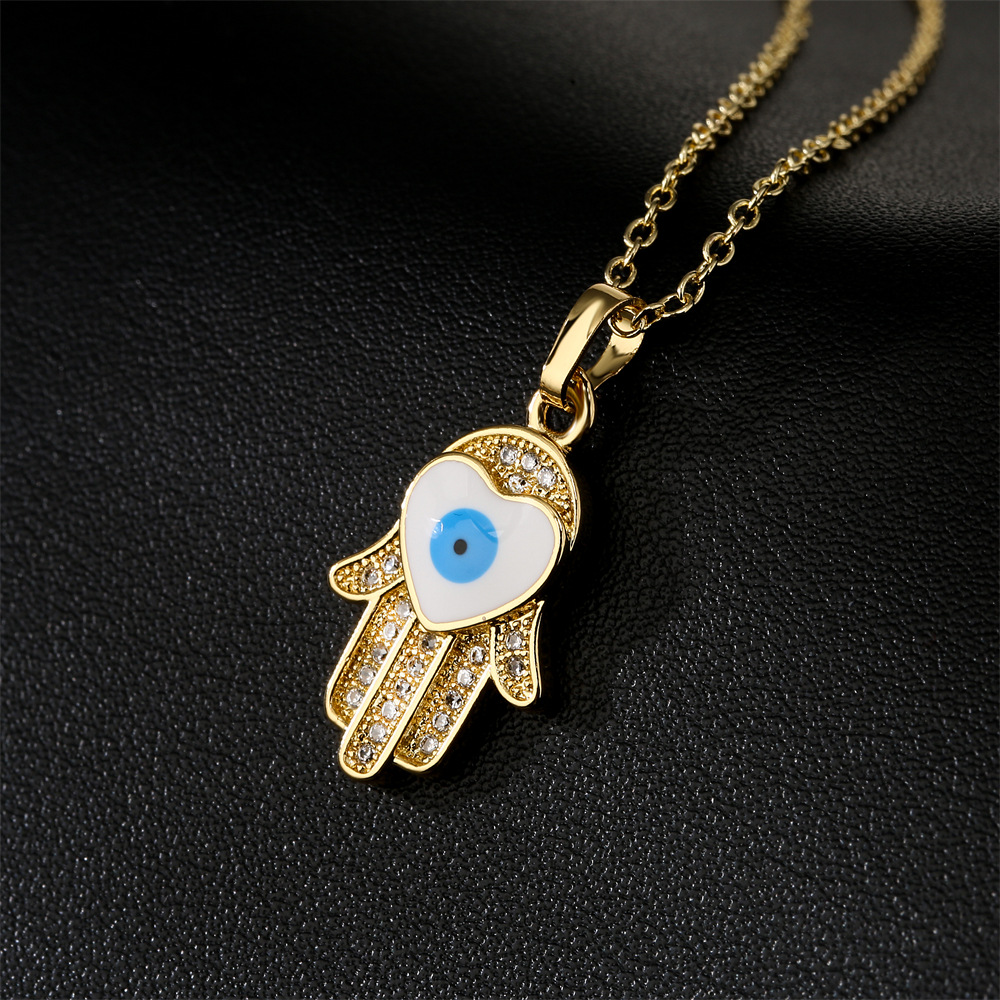 1b9f7584 88d2 48e4 888b b1c1aefc38a0 Gold Dripping Zircon Fatima Hand Minority Demon Eye Clavicle Chain Female