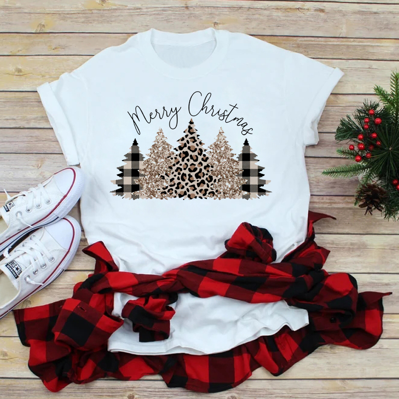 Festive Foreign Trade Christmas Tree T-shirt for Men and Women - celebrate the season in style! image1