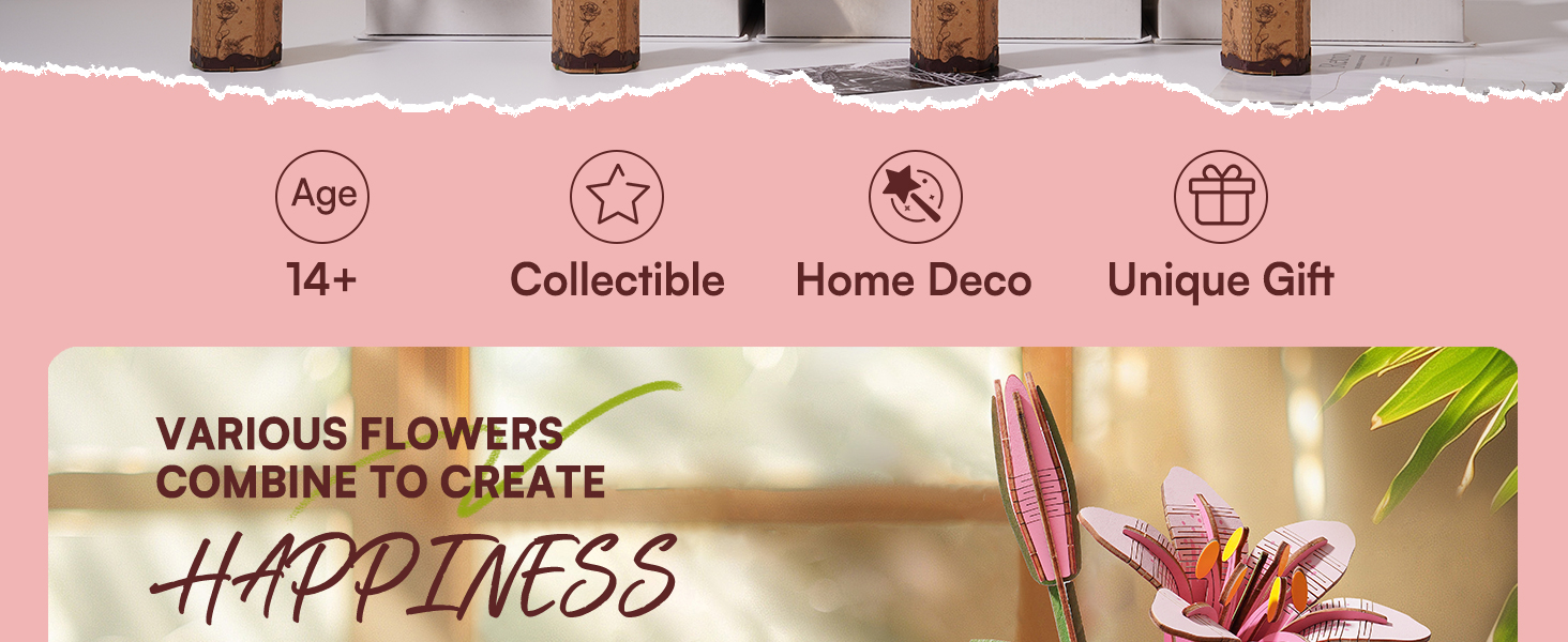 flowers 3d wooden puzzle