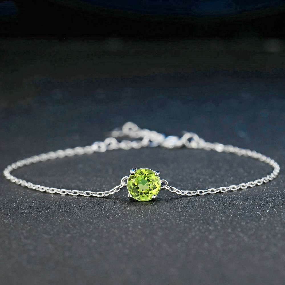 1c8adfb3 72a3 49cc b2c5 2f3b8eed80bd 925 Sterling Silver Color Jewelry Natural Peridot White Gold Bracelet