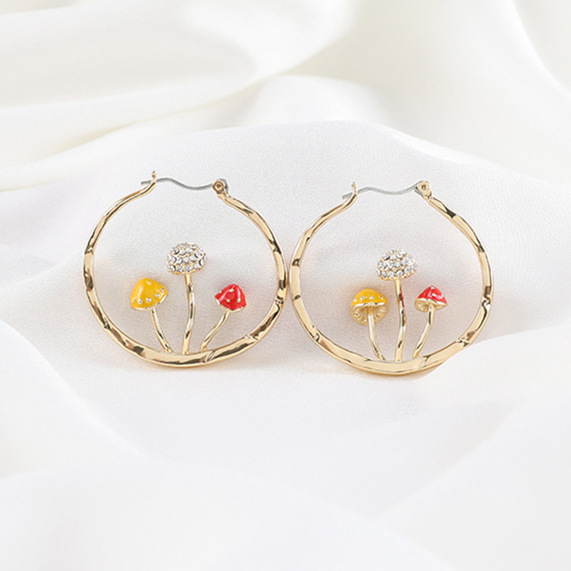 1e2390af 474f 4c68 a518 d50933e2a41a Unique Earring for Women Cute Three Mushroom Shape Sweet Gold Color Drop Earrings New Design Trendy Ear Jewelry