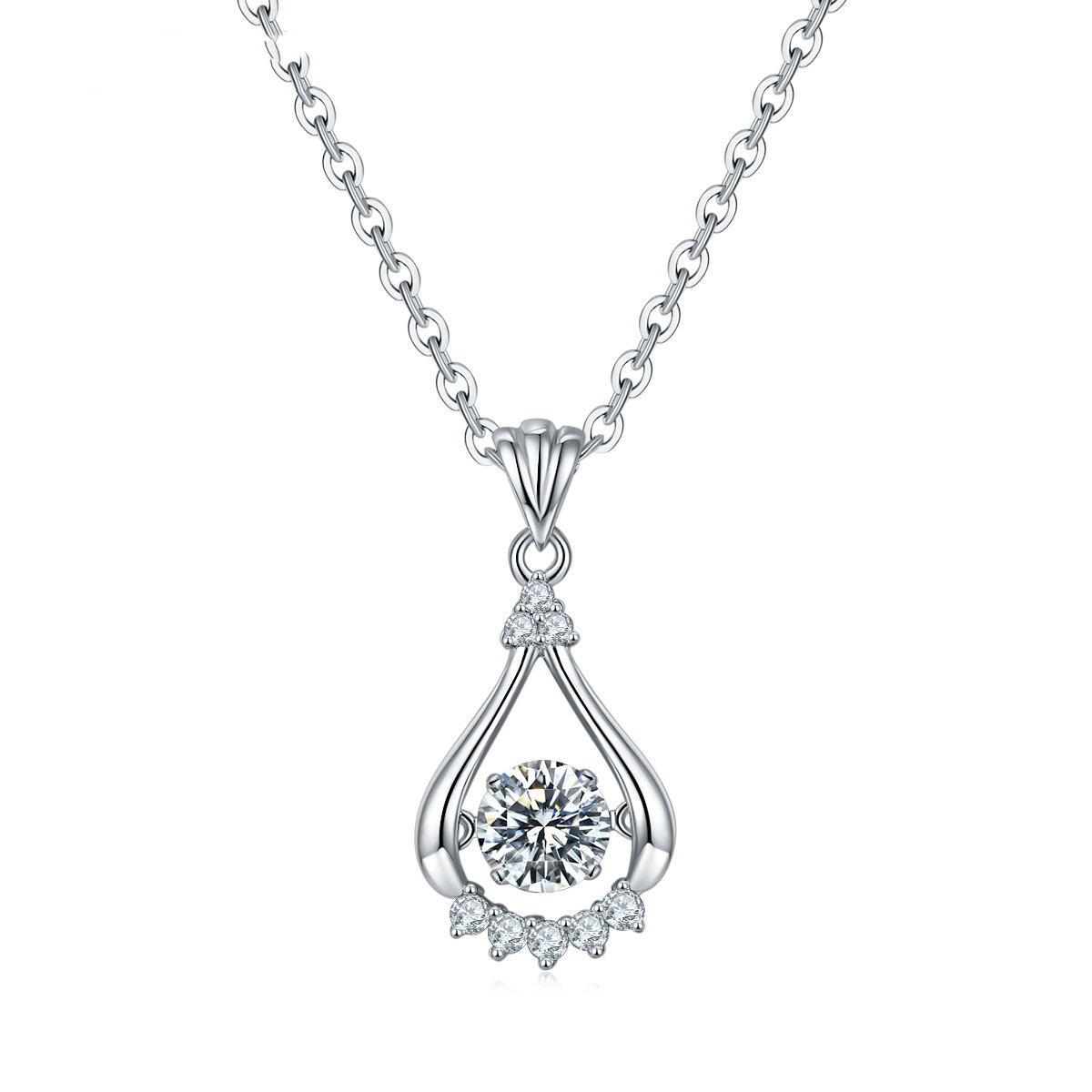 1e675ffd 2dbb 47b3 8e50 51161354174e Silver Plated White Gold Moissanite Diamond Necklace 50 Points D Grade