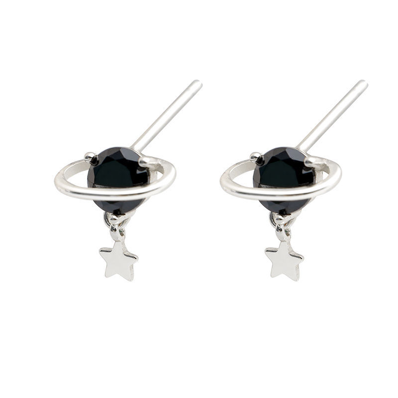 1eef71ce 0470 42b7 a75e 08f9332f84b5 Fashion Cute Black Diamond Small Planet Earrings