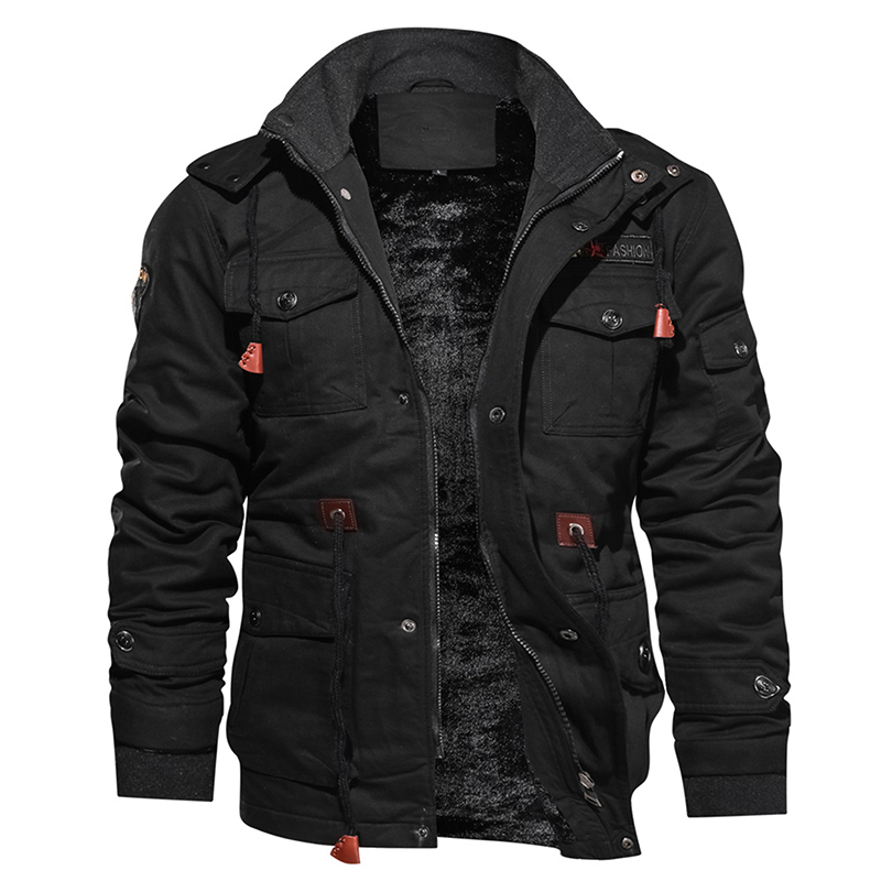 Men Winter Fleece Jacket Warm Hooded Coat Thermal Thick Outerwear Male ...