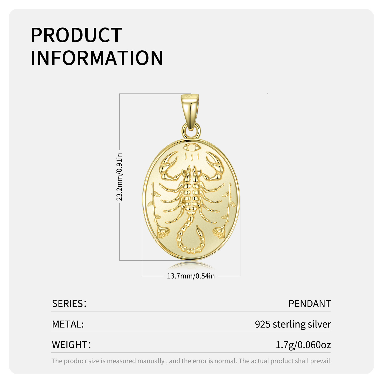 1f7083ea 9bb2 4437 980f 9734b06a4d30 S925 Sterling Silver Plating 14k Gold Scorpion Hangtag Personality Trend Street Style Necklace