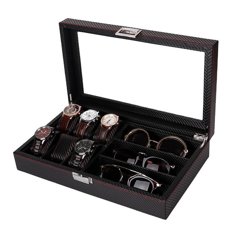 Carbon Fiber Watch Glasses Storage Display Case