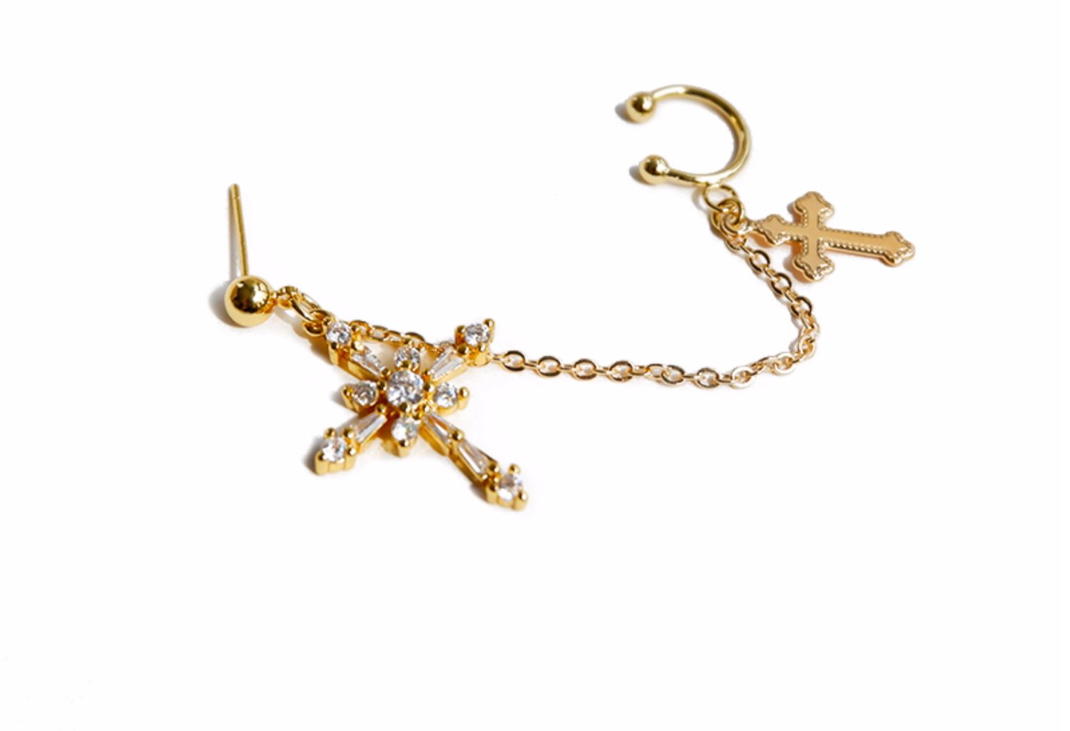 1fe347a9 63c4 4e33 b087 5e671ef7cef7 Baroque cross ear bone clip earrings