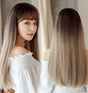 Fashion realistic hair long straight hair wig jiafa chemical fiber wig