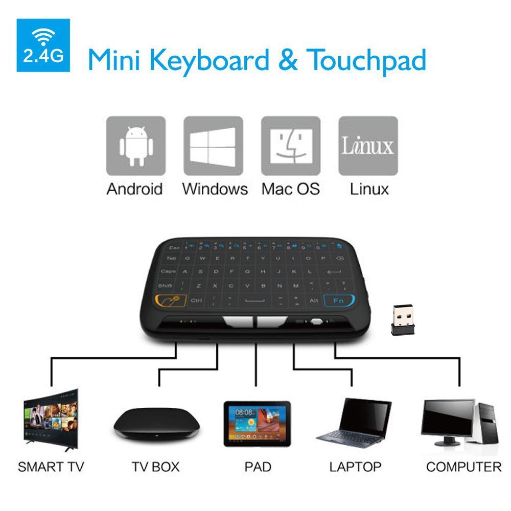 Mini H18 Wireless Keyboard 2.4GHz Air/Fly Mouse Remote Control Game Touchpad For Android TV Box