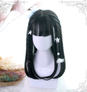 Lolita wig Ji Fazhong long straight wig air bangs + simulation big scalp