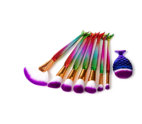 Color: 1style, quantity: 7 pcs - Makeup Brush Make-up Tool Mermaid DiamondGrindDiamond Combination GUJHUI - Image 2