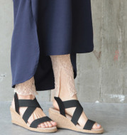 Wedge sandals female simple stretch cloth straw fisherman Roman sandals