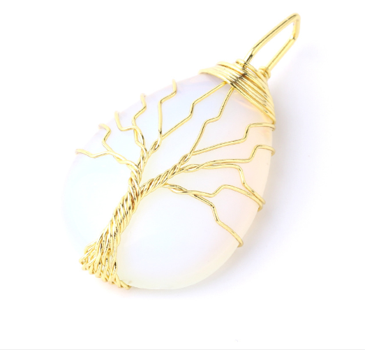 Natural Stone Pendant Gold Color Wire Wrap Gem 2 2589575082977 Natural Stone Pendant Gold Color Wire Wrap Gem