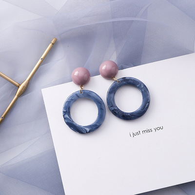 Minimalist popular geometric patterned blue-gray earrings jewelry for women