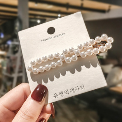 Style: 2Style, Quantity: Q1pc - Pearl clip headdress hair clip